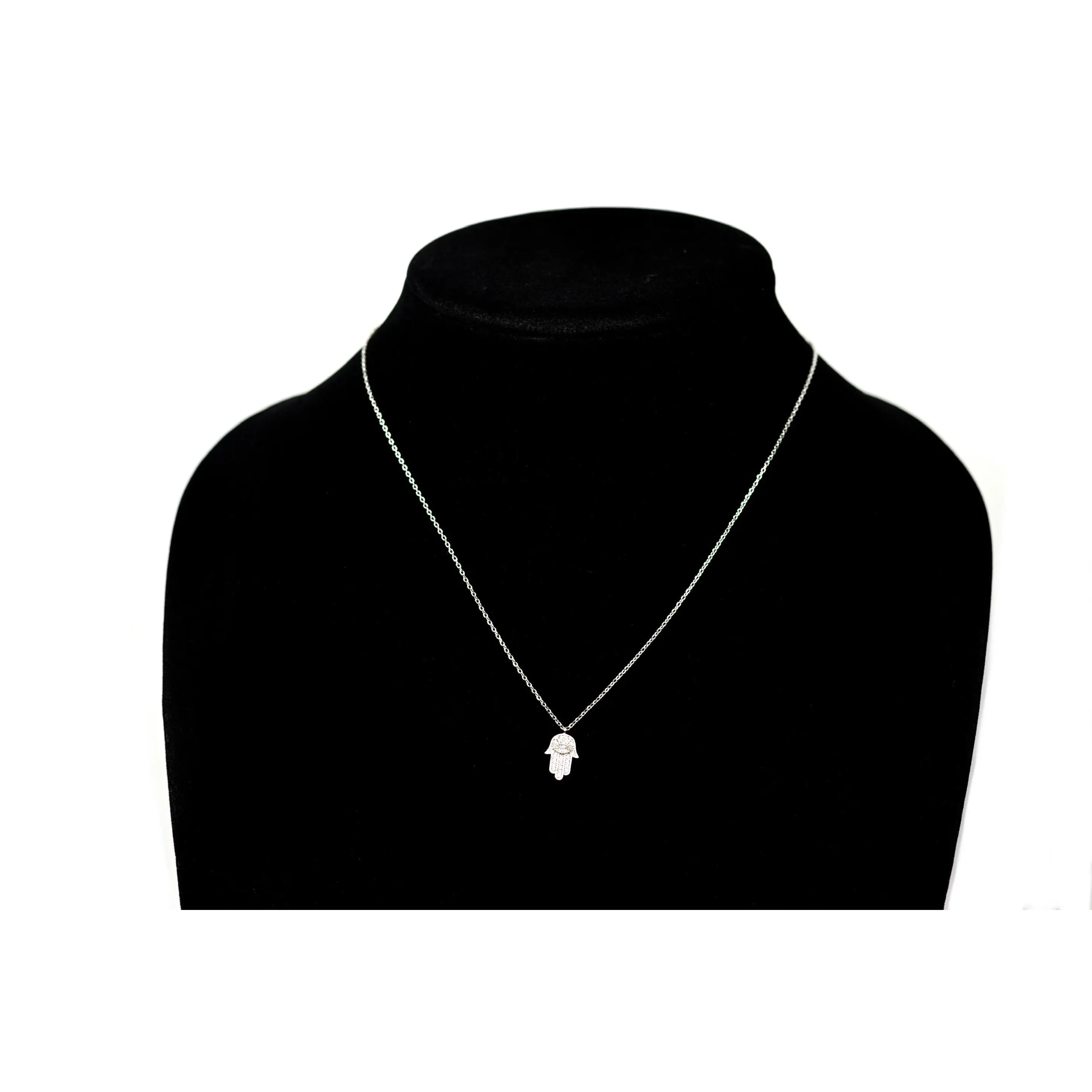HAMSA HAND WITH DIAMOND EVIL EYE NECKLACE