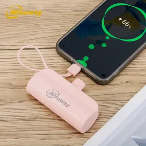Mini 5000mAh Portable Charger, Built-in Cables for iPhone/Android, Fast Power Bank with LED Display, Compact Battery Pack external  battery