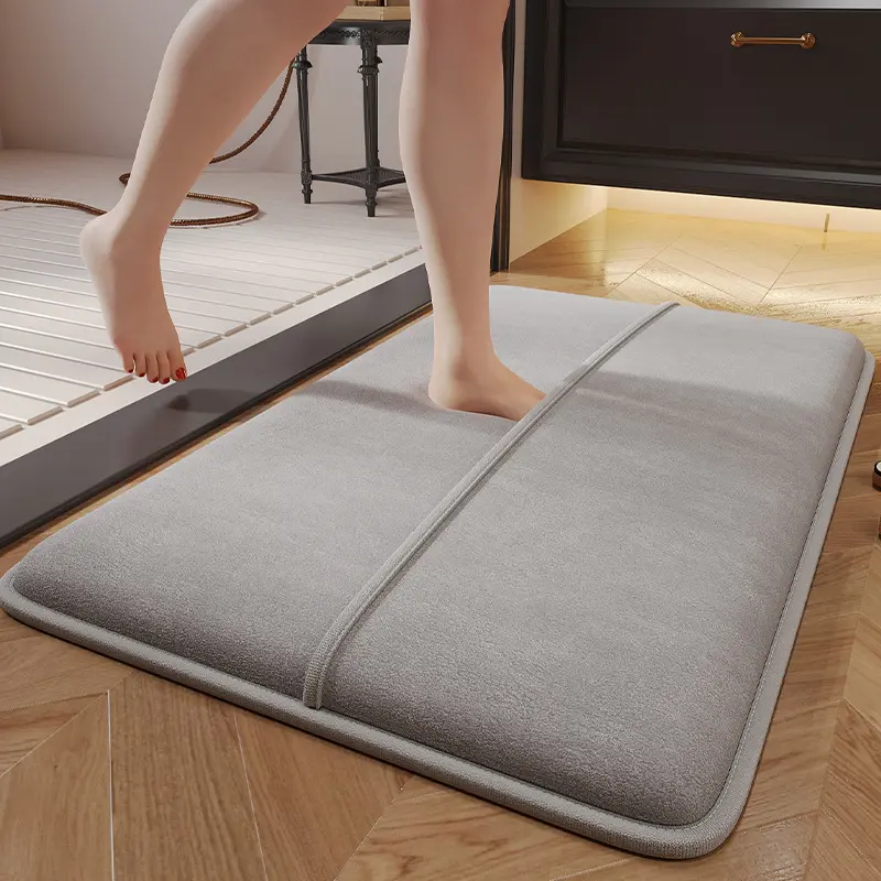 Soft Retro Rectangle Thick Memory Foam Nonslip Bathtub Mat - Super Absorbent Bath Mat with Moisture-Resistant, Fast-Drying, Easy-to-Clean, Wipeable Anti-Slip Grip Bottom for Bathroom, Shower Room Use