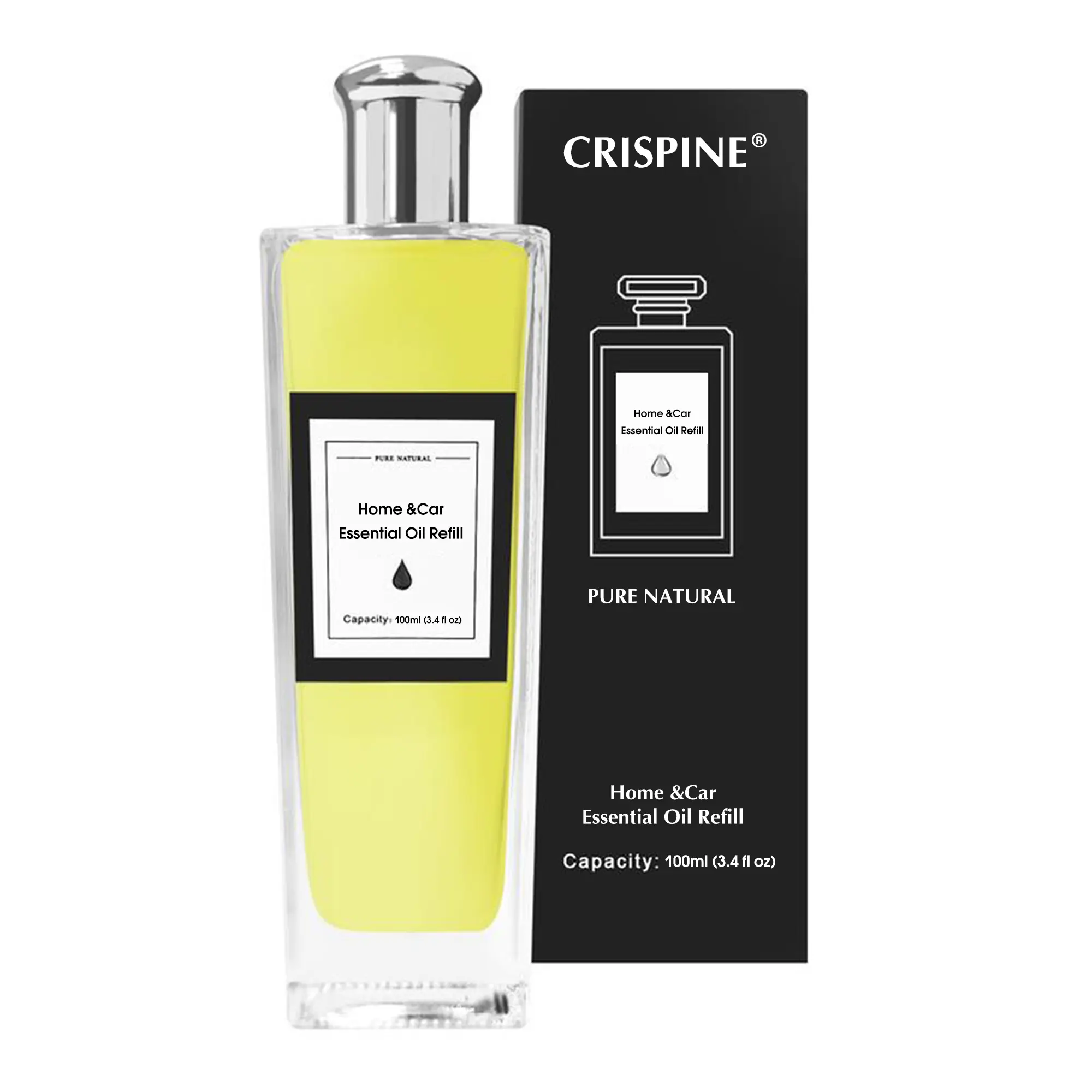 Crispine Car Air Freshener - Aroma Diffuser Oil Refill for Home & Car Diffusers, Car Essential Oil Supplement, Fragrance Refill Liquid for Diffuser Machines, 3.38 fl oz Long-lasting Fragrance Scent Perfume,home diffuser refill