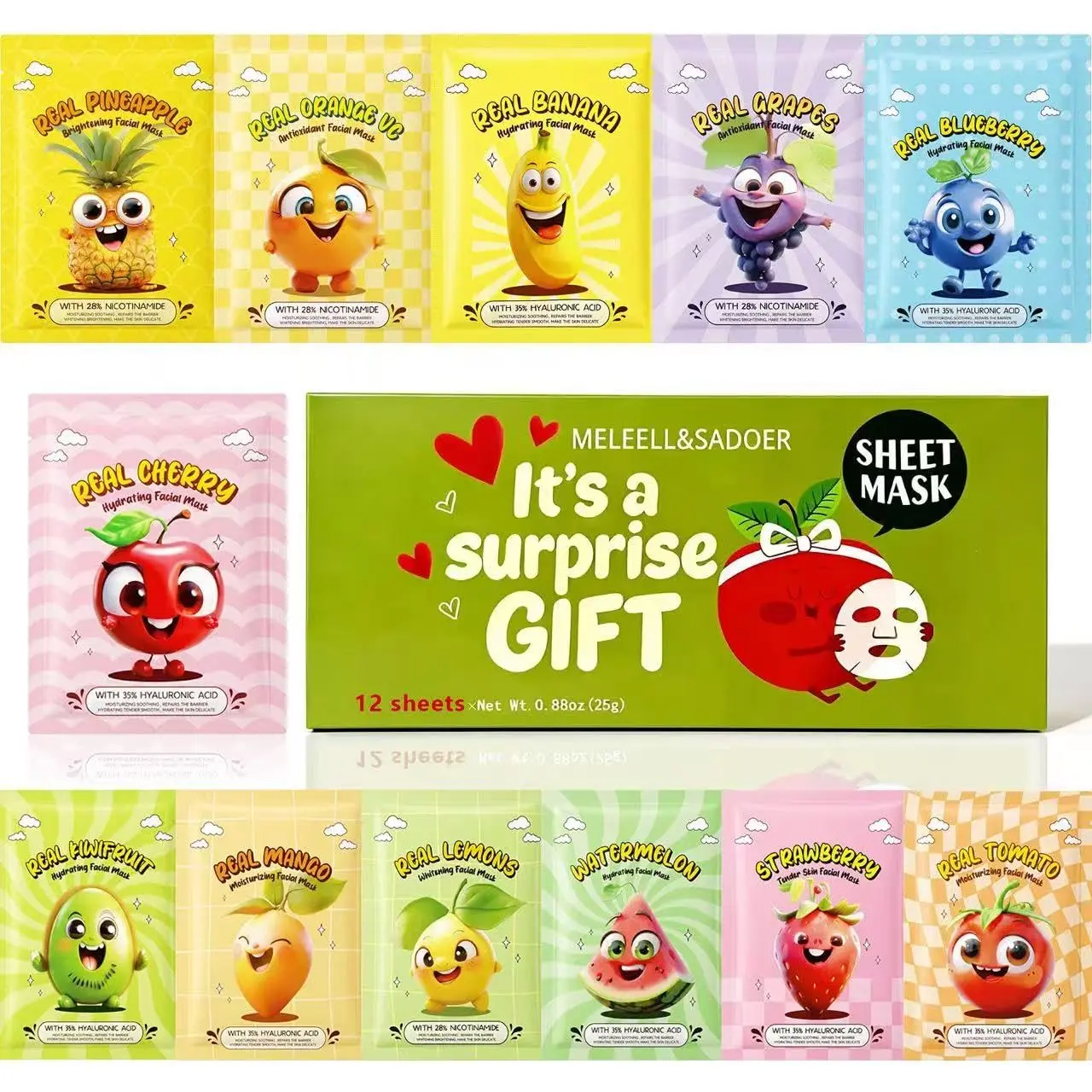 Collagen Face Masks Skincare Bulk for All Skin Types,Hydrating Sheet Mask for Sensitive Skin, Facial Mask For Women Skin Care, Spa Party Gifts Set for Teen Girls kids（12 Pack ）