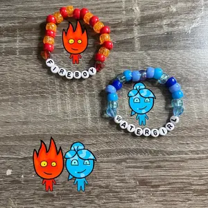 Fireboy Watergirl Kandi Beaded Bracelets Bundle - Video Game Cool Math Kawaii Preppy Rave Concert