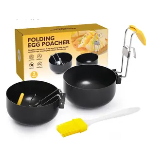 Foldable Hanging Egg Boiler Set, 2 Pieces Egg Cups, Multifunctional Egg Poacher, Easy Cooking, Perfect for Home Use & Daily Meals, Convenient Kitchen Tool