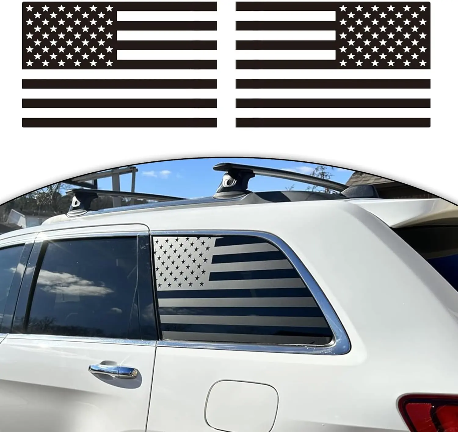 Side Window  Flag Decals for  SUV , Universal Matte Black  Flag Vinyl Sticker Free Installation Tools (A Pair)