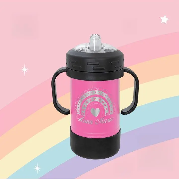 10 oz sippy cup with removeable handle - Laser engraved & Personalized