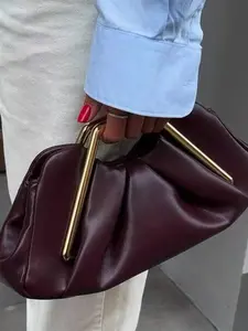 Women's PU Soft Leather Cloud Bag, Vintage Ring Shape Evening Clutch, Luxurious Handbag, New Arrival Fashion Accessory