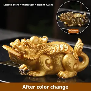 Color-changing tea pet ornament, fortune-bringing Pixiu, creative tea pet decoration, tea accessory, tea tray component, suitable for tea tables and tea stands