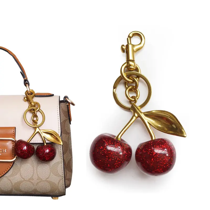 Nine styles of crystal cherry pendants, suitable for coach bags, women's handbags, shoulder bags, and keychain accessories