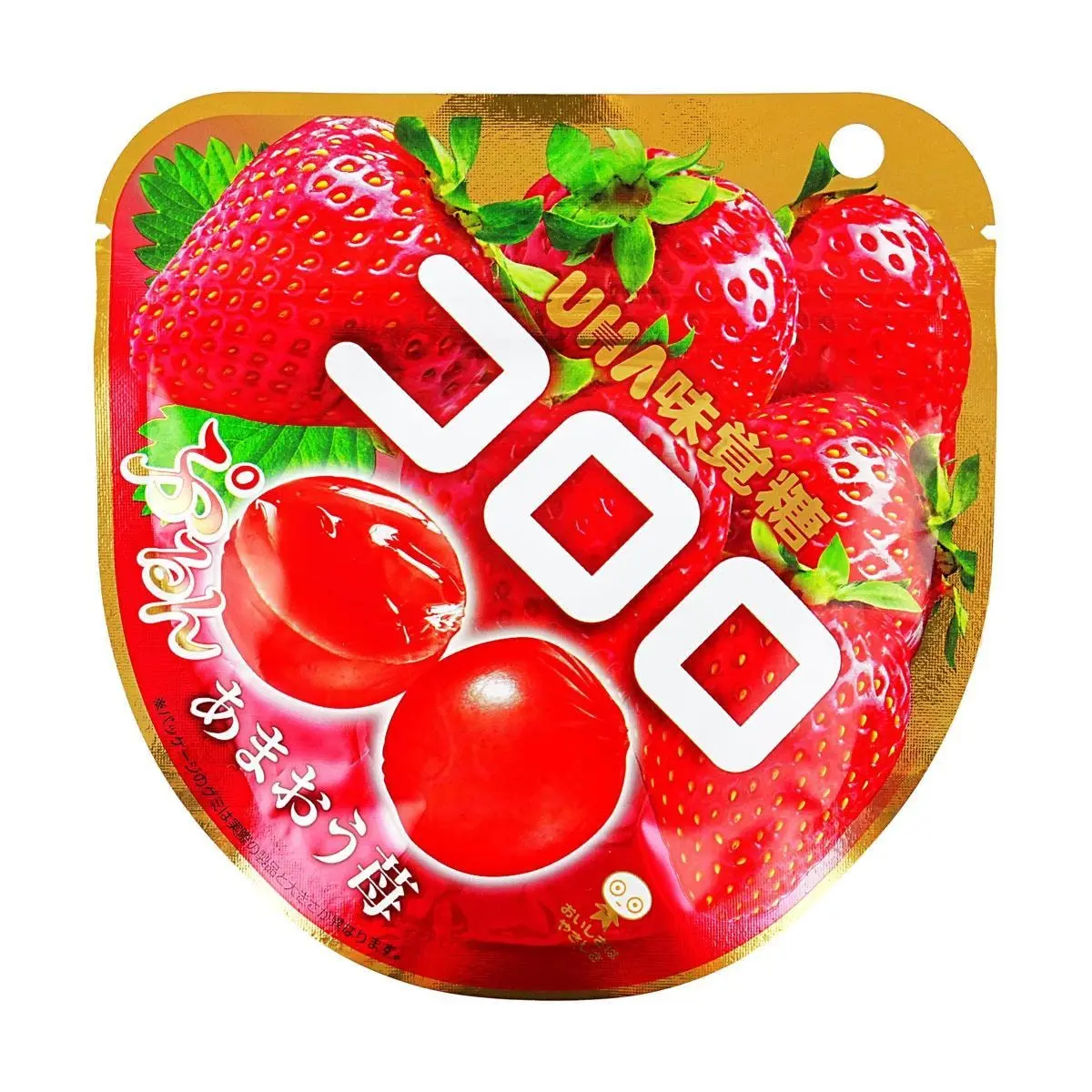 UHA Mikakuto Japanese Gummy Candy - Amaou Strawberry Flavor, 40g - Real Fruit Juice Chewy Snacks