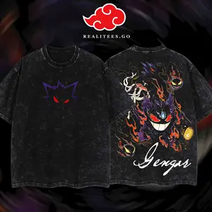 [realitees.go] Vintage PKM Gengar, Gastly & Haunter Anime Shirt Tee, Anime Graphic Tee, Vintage T-Shirt Menswear Top Underwear Tshirtft for him, Gift for her Menswear Top Streetwear Underwear Tshirt Round Neck Round Neck T-Shirt Tropical