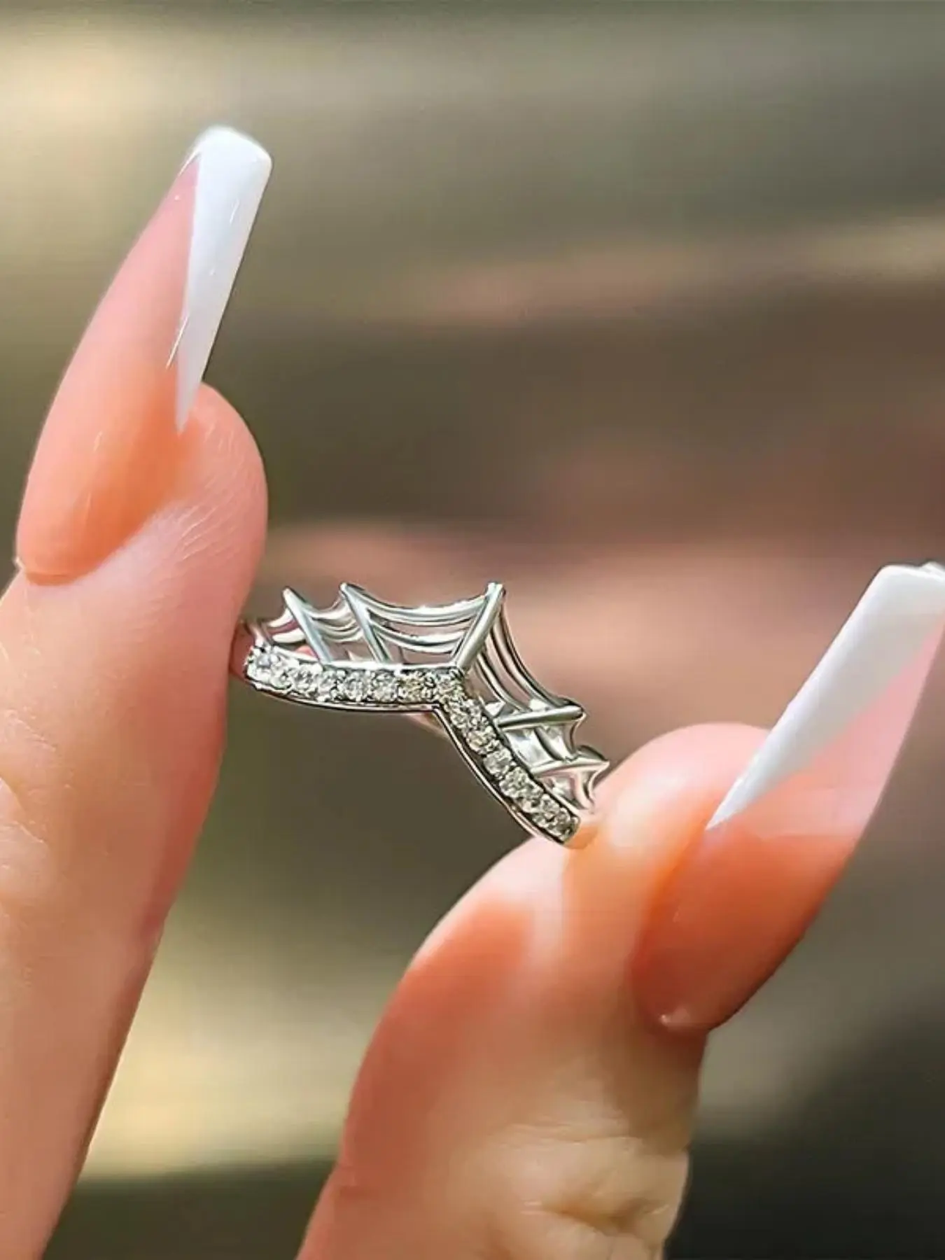 Spider Web Design Rhinestone Decorated Ring, Fashion Rings, Fashion Accessories for Women & Men, Fashion Jewelry for Party, Daily Clothing Decor, Trendy All-match & Exquisite Jewelry for Birthday Gift, Witchy Jewelry, Fashionable Jewelry