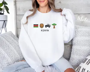 Kenya Machine Embroidered Sweatshirt, Kenya Symbols Embroidery , Kenya Pattern