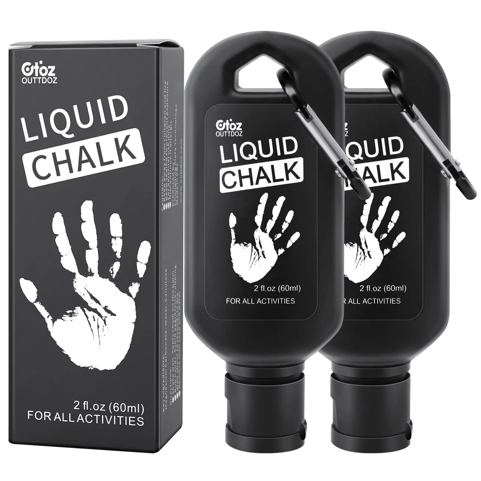 OUTTDOZ Liquid Gym Chalk 2-Pack, Quick-Dry Sport Formula for Enhanced Grip in Gymnastics, Weightlifting & Climbing - Compact 2 oz Bottles, Training, Portable, 2 Fl. Oz (60Ml)