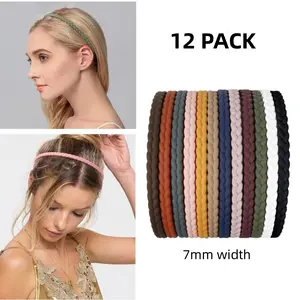 12 Pack Colorful Thin Headbands for Women 7mm Light Pigtail Skinny Hairbands for Girls Hard Teeth Combing Hairbands Hair Accessories, Car Interior Accessories