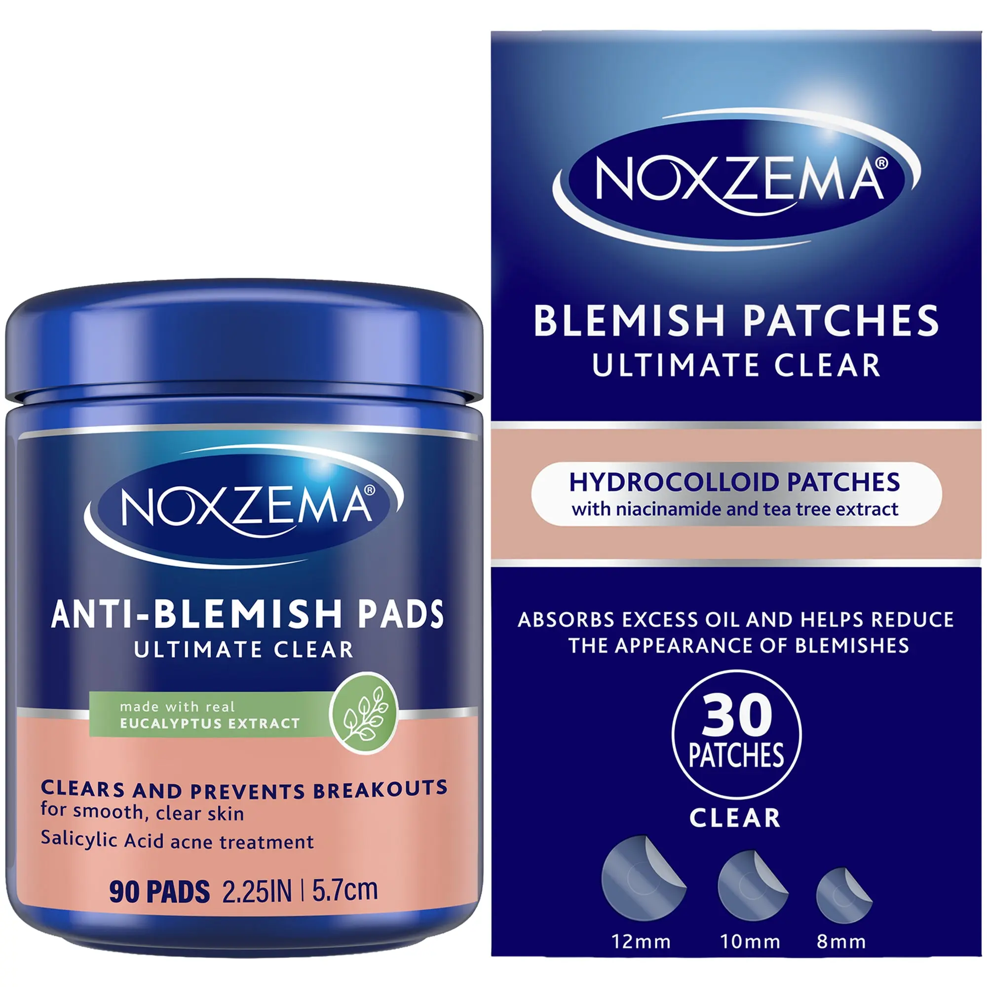 Noxzema Ultimate Clear Anti-Blemish Pads (90) + Pimple Patches for Face (30)