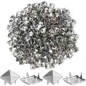 1000 count 10mm  Studs for Clothing Four-jaw Square Spikes for Crafts Punk Metal Spike Studs for Leather Jacket Bag