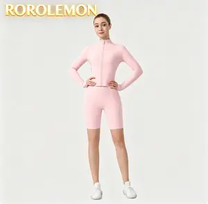 ROROLEMON Short Regular-Zip Jacket & Biker Shorts Set, Ideal for Sports & Cycling