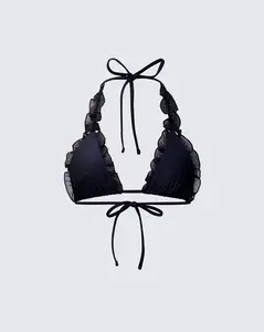 Monroe Black Ruffle Bikini Top