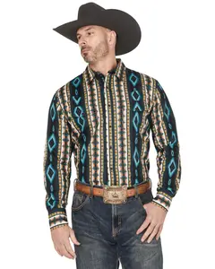Wrangler Men's Checotah Southwestern Print Long Sleeve Snap Western Shirt - 112369467