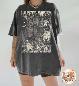 Retro The Haunted Mansion Shirt,  Halloween T-shirt, Madam Leota Hitchhiking Ghosts, Halloween Matching  Shirt,Spooky Season Tee T-shirts, Crewnecks, Hoodies – Gifts Suitable for Anyone