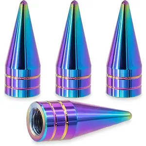 4PCS Spiked Tire Valve Stem Caps: Aluminum Alloy, Colorful – Universal Dustproof Covers for Cars, SUV, Trucks, Bikes tire  tech