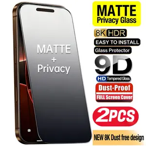 2pcs Matte Privacy Screen Protector for iPhone 17 Air/17/16/15/14/13/12/11/16e/Pro Max/Pro/Plus/Mini/XR/X/XS/XS MAX,Full Coverage,Anti-Fingerprint Properties,And High Touch Sensitivity,Anti-Glare,Scratch-Resistant,Easy to install