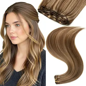 P4/27# Double Sew In Human Hair Weft Extensions Natural Straight Machine Remy Hair Bundles 50g/pack 12inch-22inch Hair Weaves for Stylish Looks