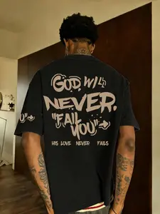 Men's Summer Letter Print Sport T-Shirt, Breathable Quick-Dry Knit Fabric, Elastic Round Neck Short Sleeve, Casual Workout Top