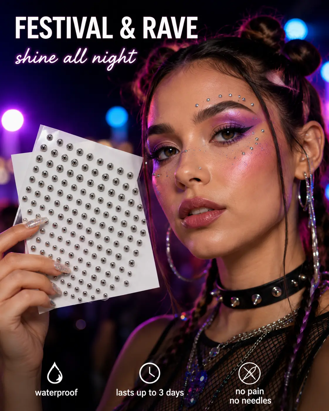 Night Out Fake Piercing Stickers, Realistic Nose, Lip & Eyebrow Jewelry for Club Outfits, Party Makeup and Bold Girl Looks, No Piercing Needed，xoriginal