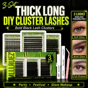 3-Style  Eyelashes Kit, Multi-Style Natural to Glam Lashes for Daily Makeup, Date Night & Parties Everyday, Wispy and Glam Lash Looks for Makeup LoversTravel, Dates and Holiday Looks
