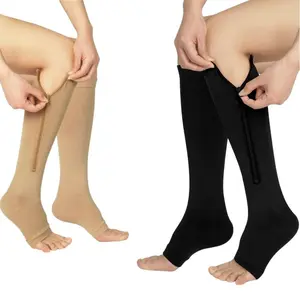 Compression Socks Women & Men - 2Pairs Calf Knee High 15-20mmHg Open Toe Compression Stocking suit for Walking