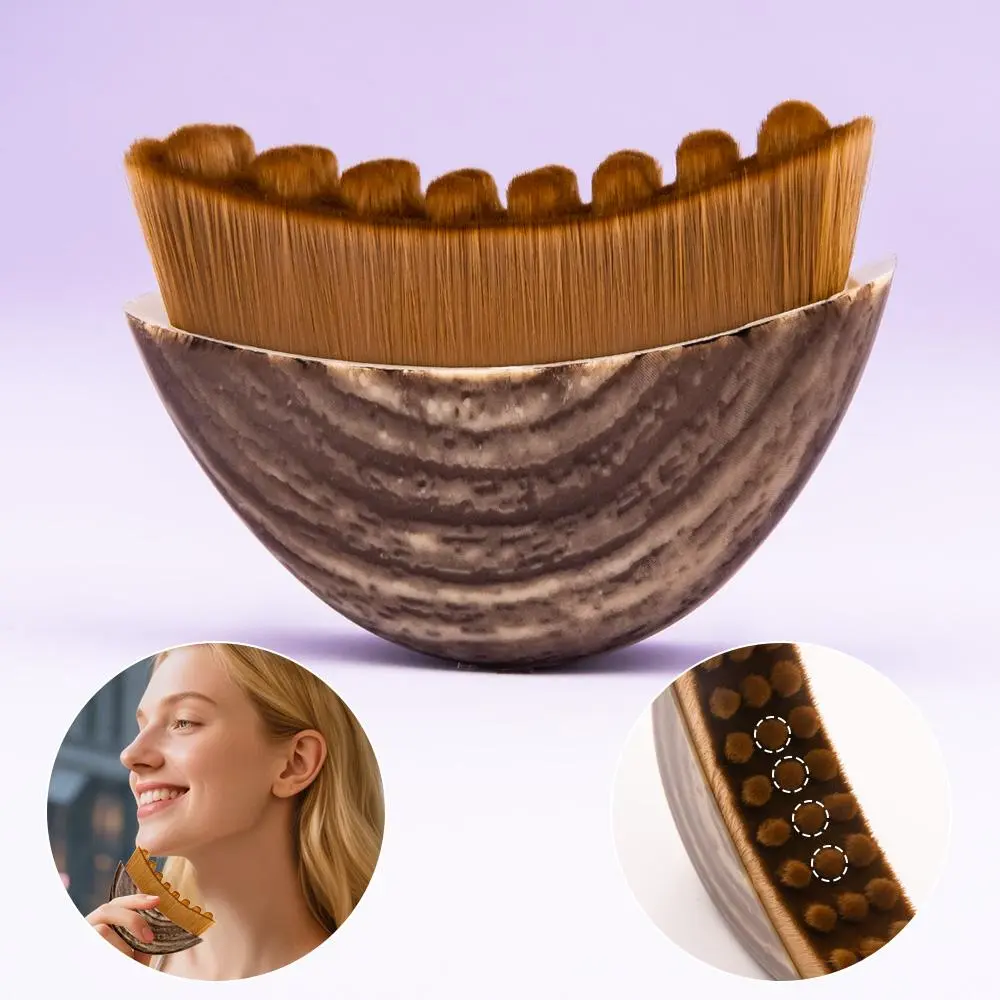 Wooden-Handle Face Brush, Manual Massage Tool for Face, Chin & Jawline Sculpting, Ergonomically-Designed Facial Tool to Fit Skin Precisely & Relieve Fatigue, Facial Lymphatic Drainage Brush