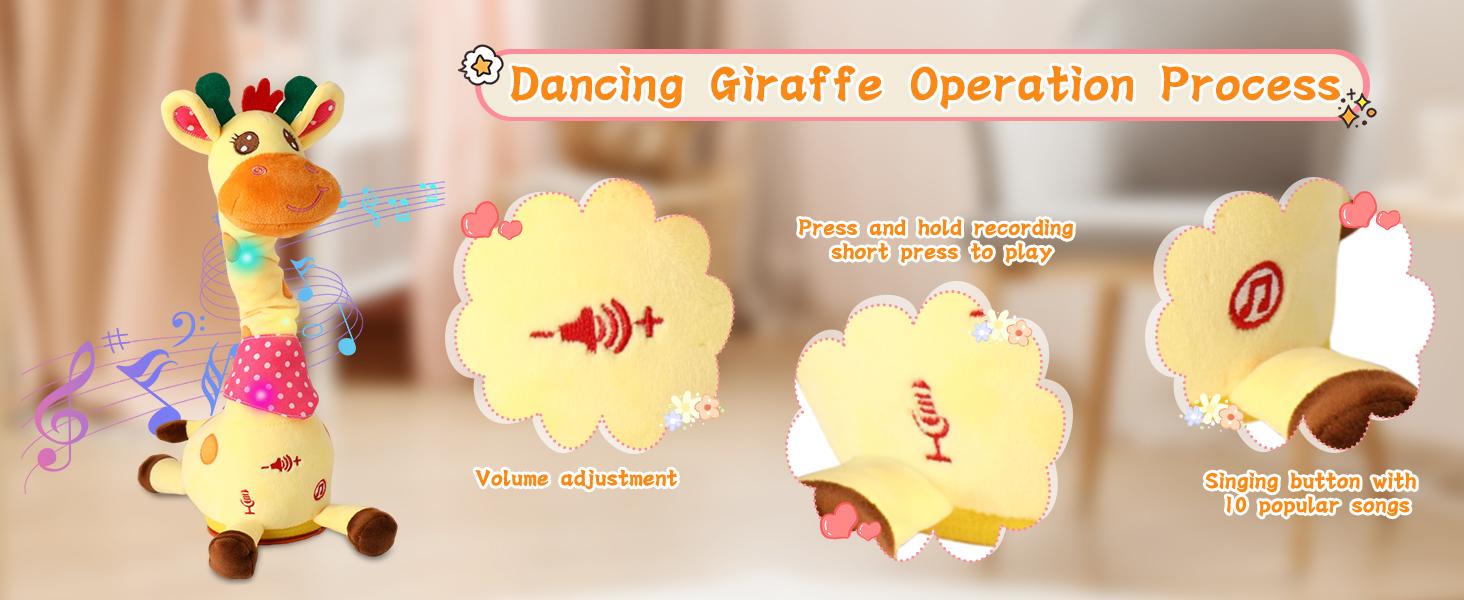 BETTY21 Dancing Talking Giraffe Toys - Electronic Musical Plush Rattle for Kids - Repeat What You say -  Parent Time-saving Toys -  Children's Day & Birthday  Gift With DealsForYouDays