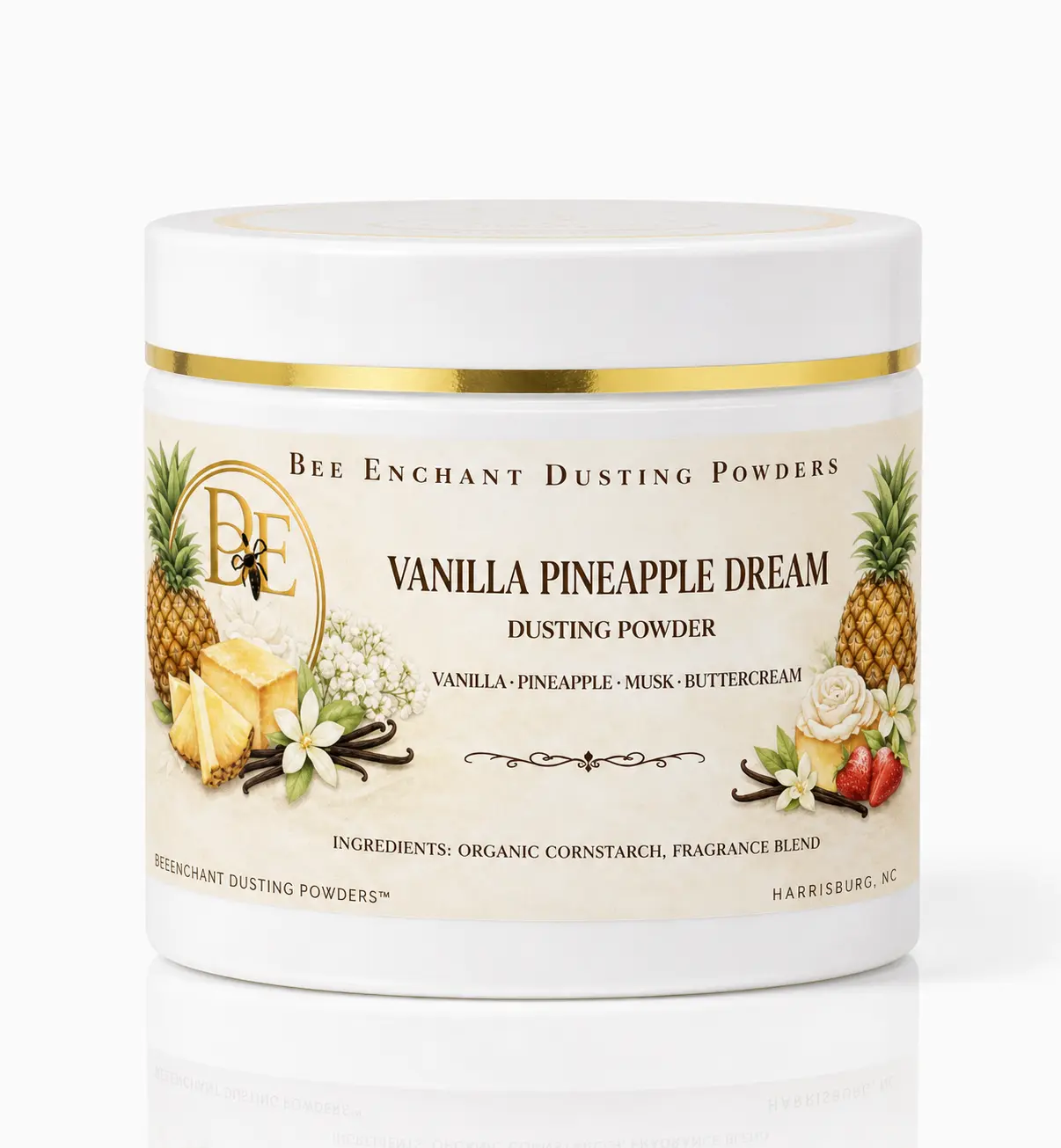 Bee Enchant’s Vanilla Pineapple Dream Custom Body Dusting Perfume Powder- Scented - Finely Milled powder Talc-Free Fragrance Vanilla Daily- Natural Shower Powder