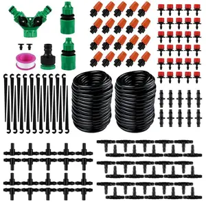 Plant Mom Hack 149PCS Drip Irrigation Kit 100ft Automatic Self-Watering System 1/4" Adjustable Micro Sprinkler UV PVC Greenhouse Lawn Summer