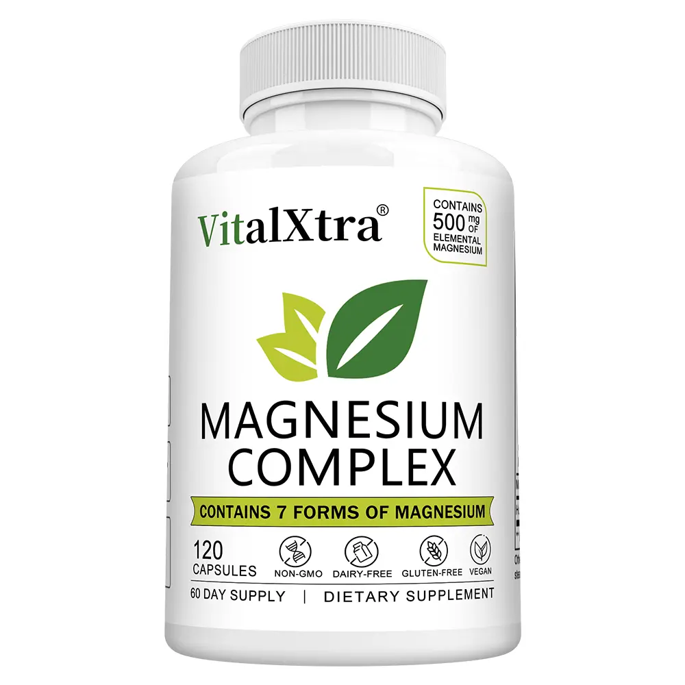 Complex Magnesium Vitamins Dietary Supplement - Supports Brain Health, Muscle Function, Sleep Regulation (120 Capsules)