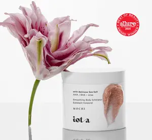 Supermochi Body Exfoliator+ for Smoother & Brighter Skin, with Balinese Sea Salt, Korean Red Bean and Thai Sweet Rice Scrub