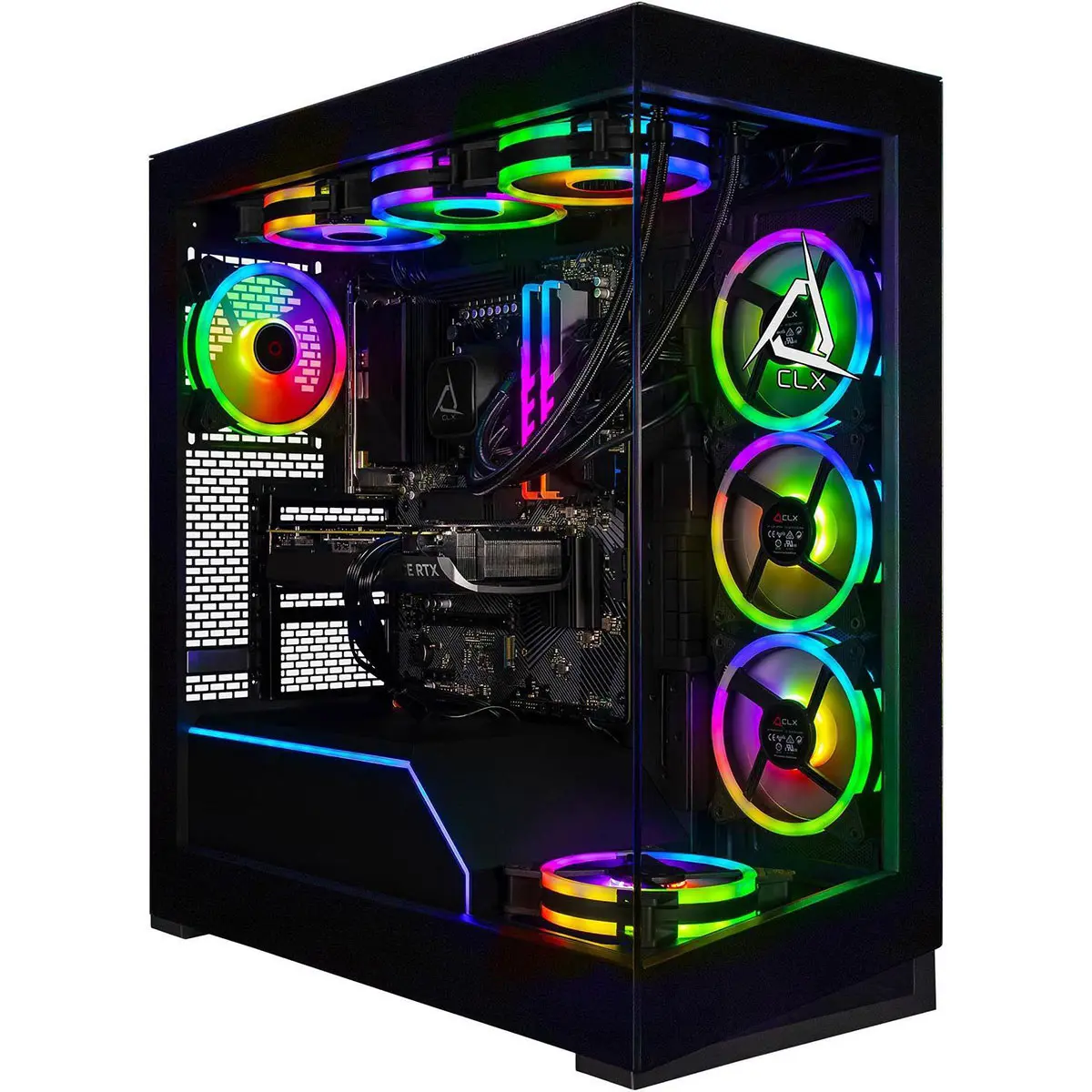 CLX Horus Liquid Cooled Gaming Desktop Computer, AMD Ryzen 9 9950X 4.3GHz, 96GB RAM, 2TB SSD + 8TB HDD, NVIDIA GeForce RTX 5080 16GB, Windows 11 Home, Black