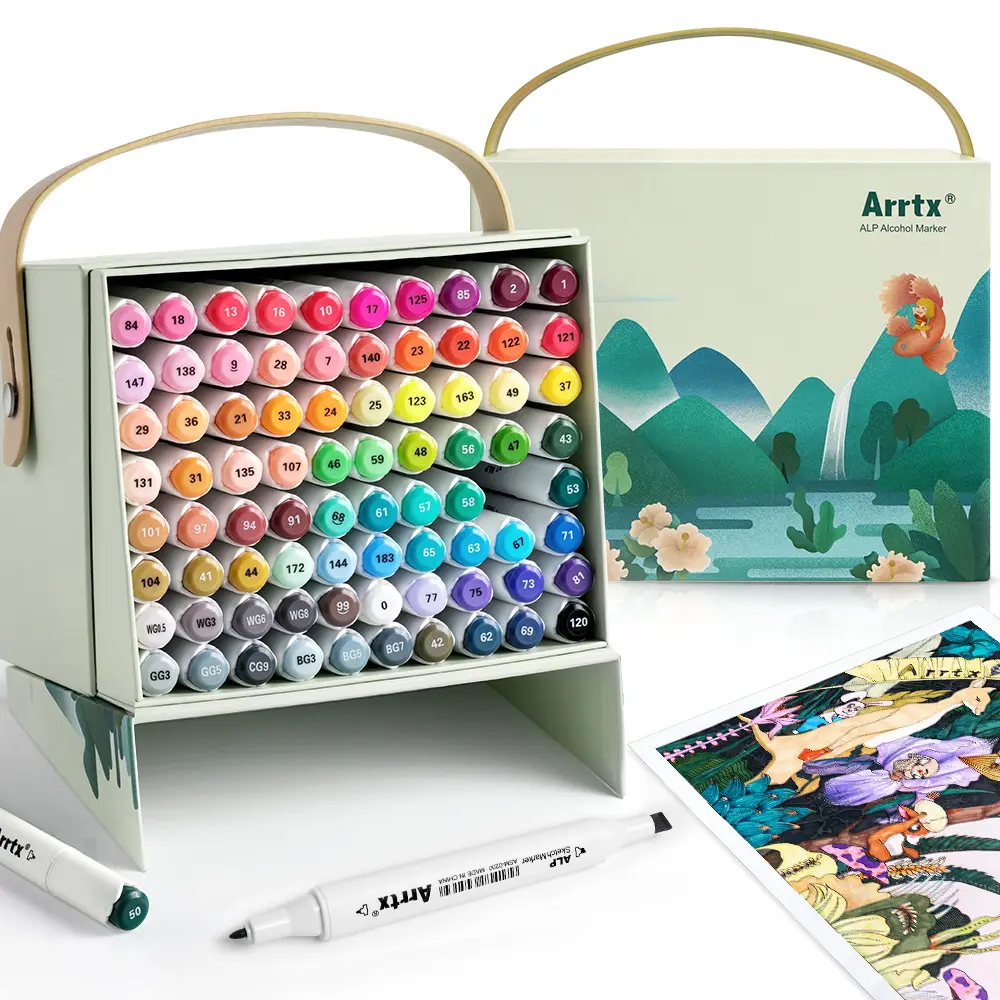 Arrtx Markers Alcohol Markers ALP 80/90 with Dual Tips, Permanent Art Marker Pen for Artist Adults Coloring, Drawing, Comic, Anime, Manga, Illustration, Painting, Sketching,Gift Package