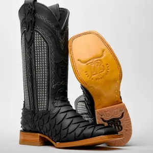 Matte Black Jumbo Boots - Square Toe