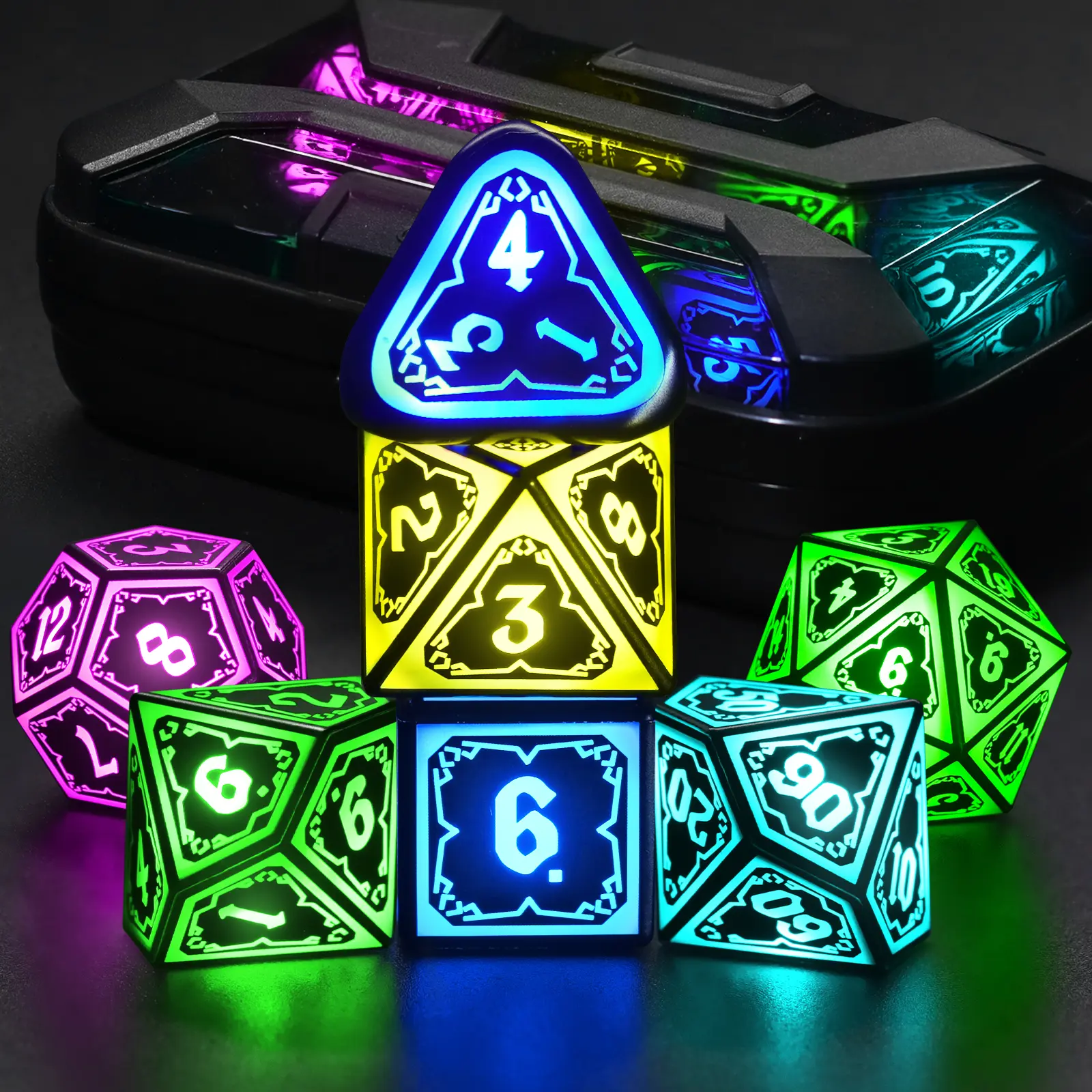 Cool LED Light Up Polyhedral Role Playing Dice Set for Dungeons and Dragons Enthusiasts - DND Gifts with Wireless Charging Case, Makes Rolls Stand Out, Convenient Toy for Tabletop Games