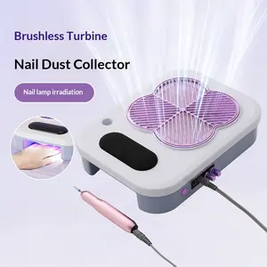 4-in-1 Nail Drill Dust Collector with UV Light, Brushless Turbine and Multiple Free Nail Grinding Tools, Professional Dust-Free Nail Salon Machine for Home Use, Suitable for Gel Nails, Acrylic Nails, Cuticle Treatment and Manicure