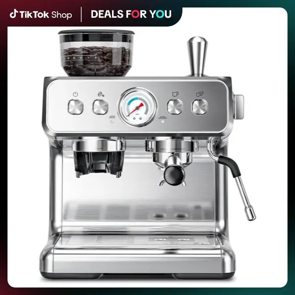 Kismile 20-Bar Automatic Espresso Machine - Stainless Steel Professional At Home Espresso Unit with Milk Frother Steam Wand, Removable Water Tank for Latte, Cappuccino, Milk Steamer