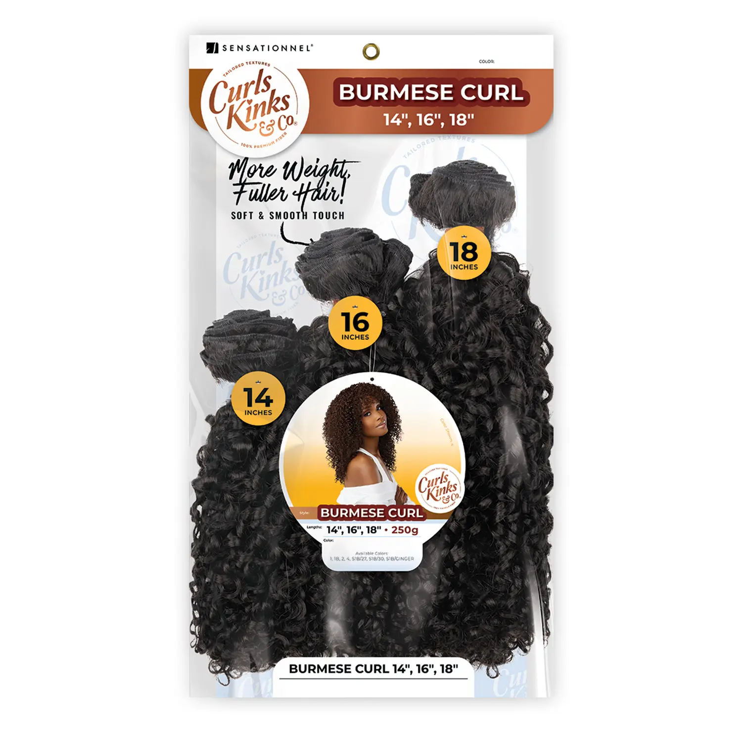 Sensationnel 3X Multi-Pack Burmese Curly Bundles, Kinks N Co Synthetic Curly Hair Extensions Weave Pieces