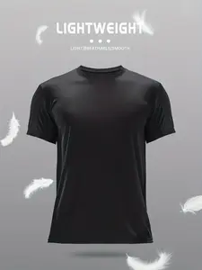 Men's Sporty T-Shirt, Quick-Dry Breathable Fitness Running Top, Casual Geometric Pattern, Loose-Fit Short Sleeve, Lightweight Moisture-Wicking