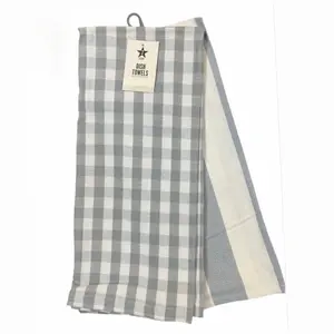 Buffalo & Stripes 2pc Hand Towel Set Blue/White Checkered Design for Kitchen & Bathroom Use