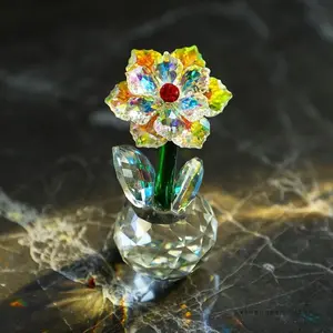 Crystal Glass Sunflower Ornament, Ideal Easter & Party Decoration, Perfect Gift for Girls, Desktop Decor, Crystal Home Decor, Sunshine Catcher