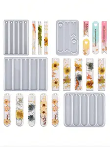 1 Pcs DIY Crystal Epoxy Bookmark Mold, Long Oval Triangle Heart Silicone Mould, Handmade Craft Supplies, Resin Casting Tool for Beginners & Professionals