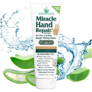 Miracle of Aloe’s Miracle Hand Repair Cream 4 oz Healing Aloe Vera Lotion for Dry, Cracked Hands with 60% Ultra Aloe Gel - Moisturizes, Softens, and Repairs - Non-Greasy