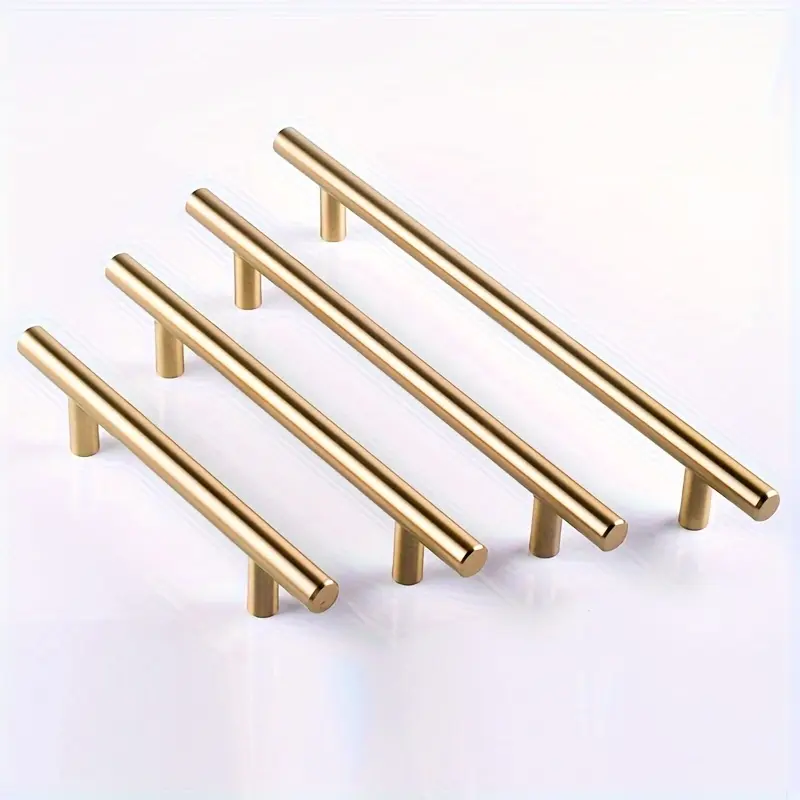 Set of 40 Golden Stainless Steel Knobs for Kitchen Cabinet Doors And Furniture Drawers, Featuring T-Bar Handles, All Stainless Steel